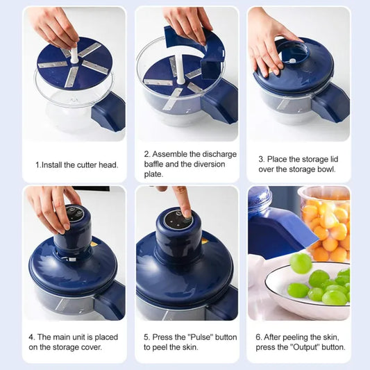 Electric Peeler - Rechargeable Automatic Fruit & Vegetable Peeler Machine, Electric Garlic Peeler for Grapes, Cherry Tomatoes, Potatoes & More Portable Fast Kitchen