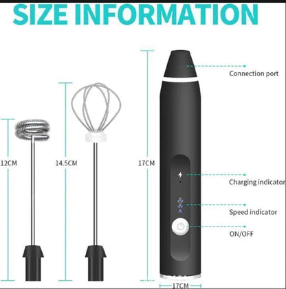 Rechargeable Electric Coffee Beater Black