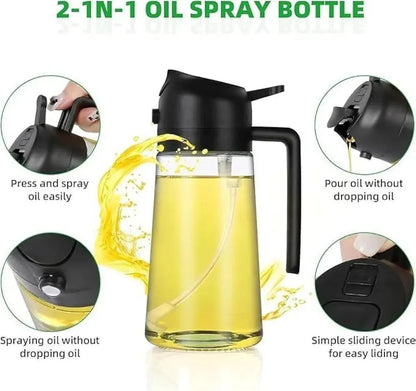 Glass Oil Spray Bottle Grey 3cm Spray Nozzle